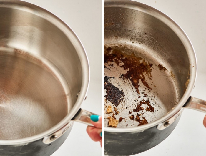 comment nettoyer une casserole brûlée avant et après a l aide de produits naturels