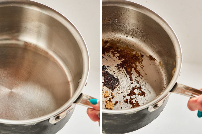 comment nettoyer une casserole brûlée avant et après a l aide de produits naturels
