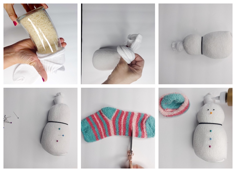décoration de noel à fabriquer pour adultes enfants bonhomme de neige en chaussette diy