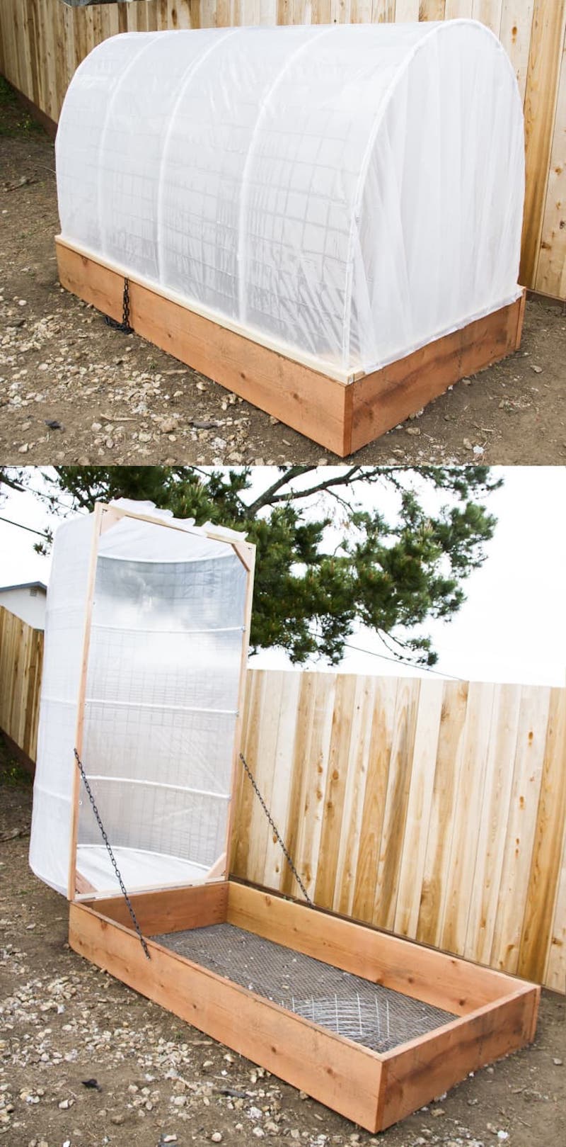 fabriquer une serre de jardin avec lit de bois et couvercle plastique mini serre diy
