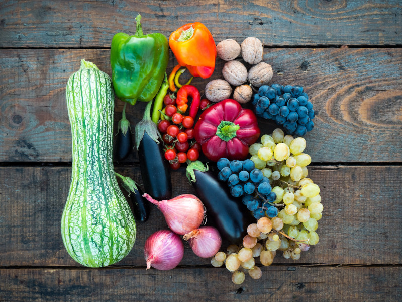 tableau de fruits et légumes d'automne