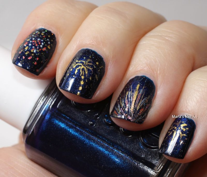 idée nail art ongles pour l an nouvel en bleu