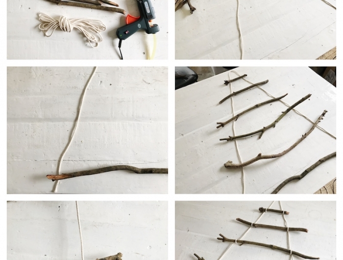 idée comment faire un sapin de noel ecolo avec branches bois et ficelle