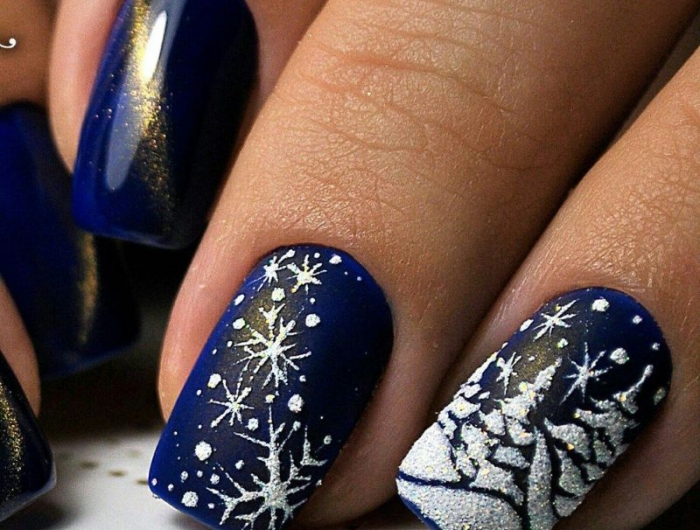 ongles pour les fêtes de fin d'année ongles dessin paysage hivernal