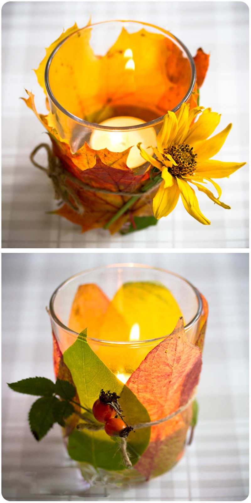 photophores d automne dans pots en verre feuilles arbre automne bricolage
