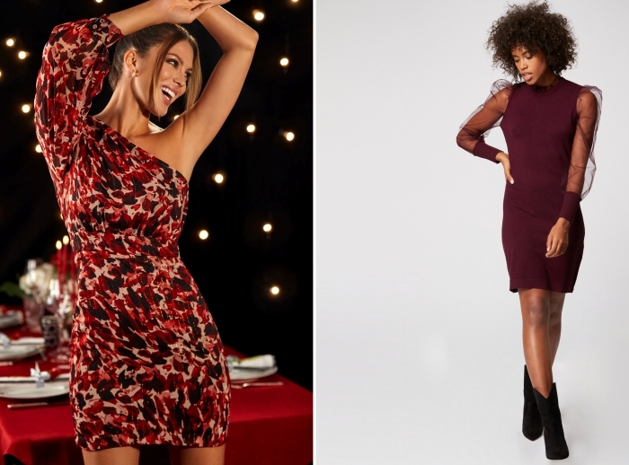 robe ajustee manche longue imprime abstrait tenue noel