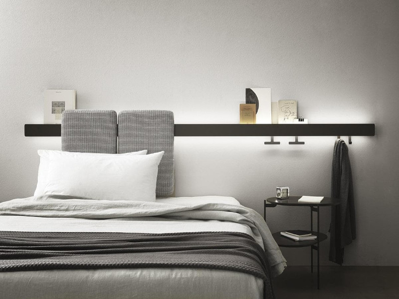tete de lit contemporaine coussins amouvibles style épuré et moderne en blanc et gris