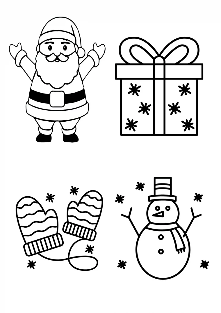 coloriage de noel a imprimer gratuitement 4 petits dessins