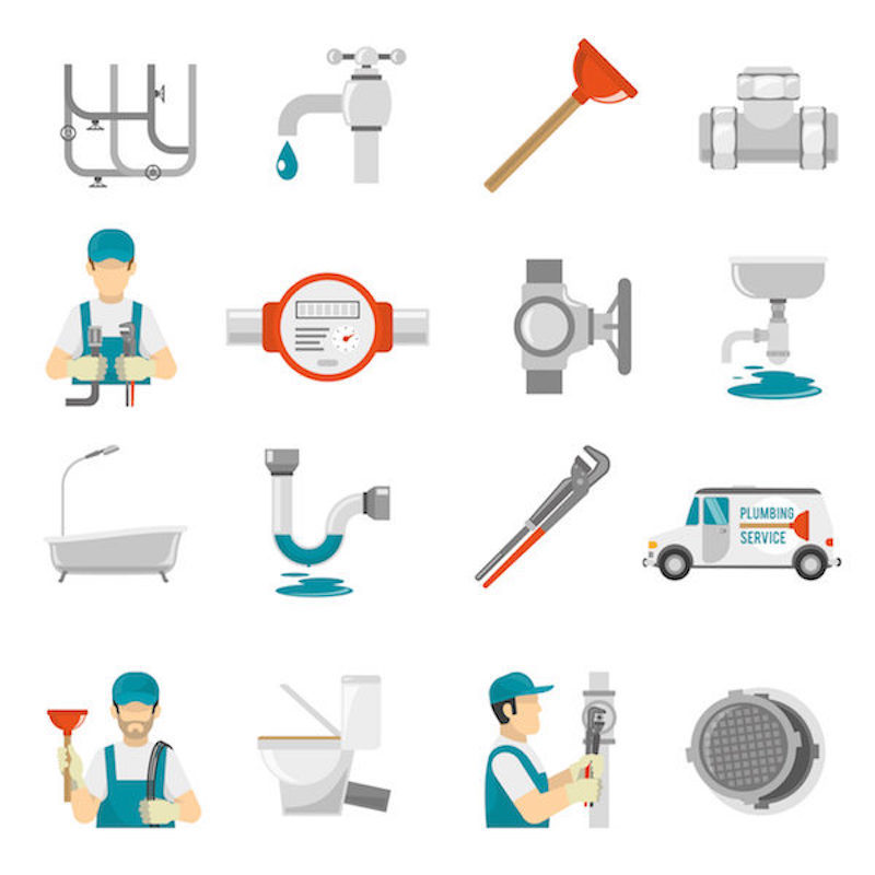 plumbing icons set