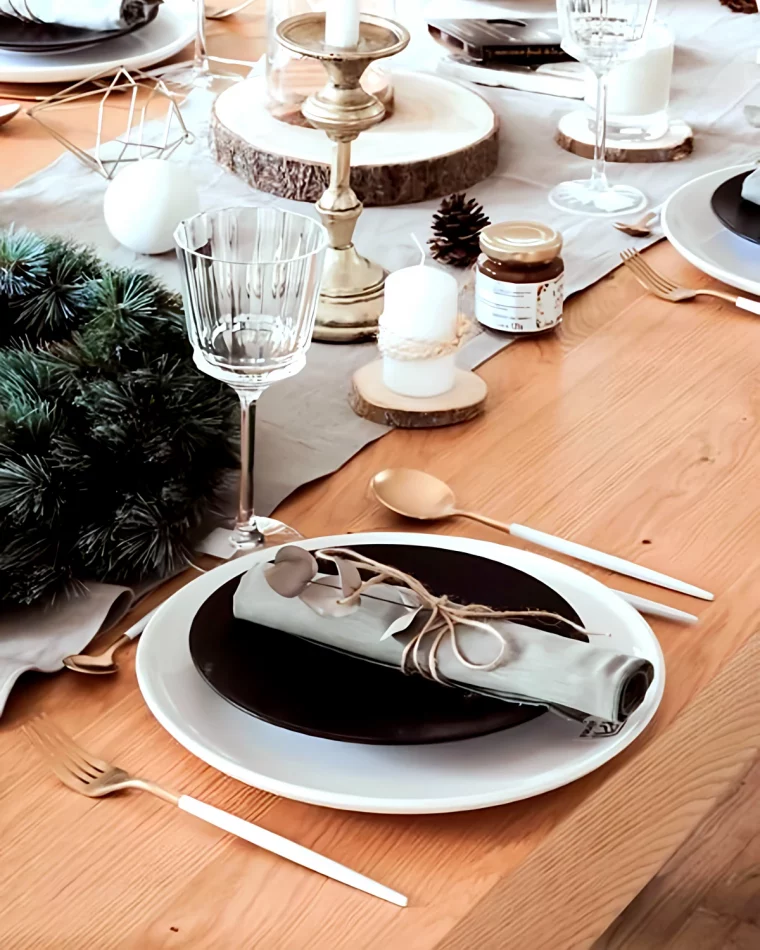 decoration table de noel serviette