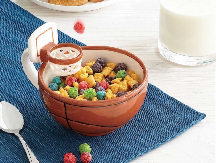 idée de bol de petit déjeuner motif basketball pour cereales