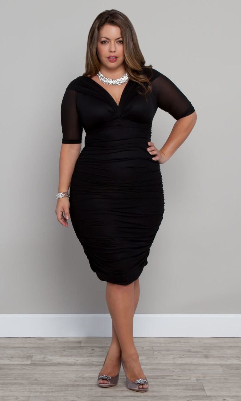 robe pour femme ronde avec hanches robe élégante noire jusqu au genou
