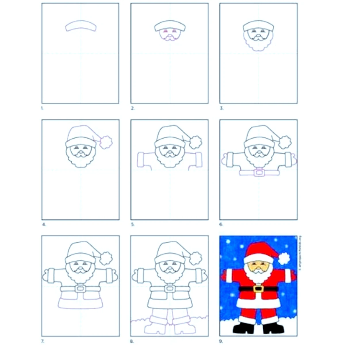 tutoriel pour dessiner le pere noel