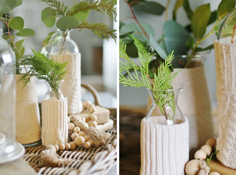vase verre matériaux de récupération décoration d hiver à faire soi même