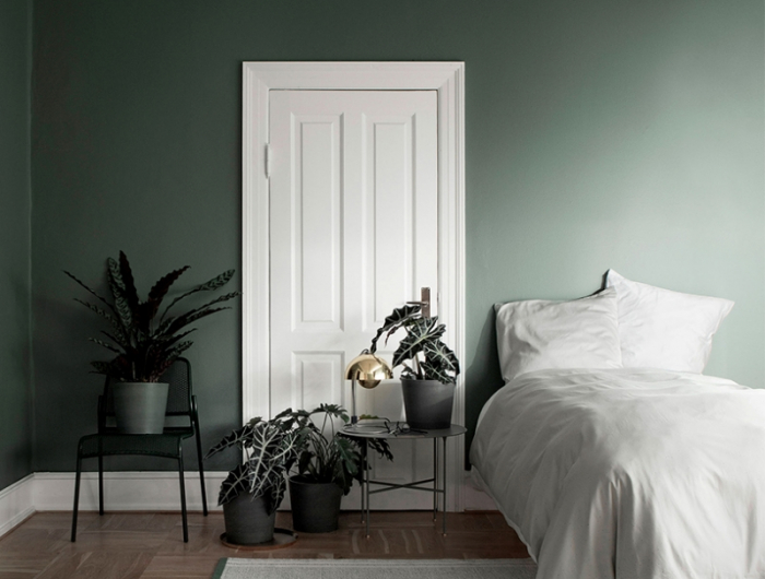 couleur qui va avec le vert décoration chambre porte blanche