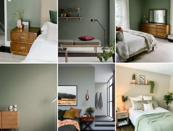 couleur vert sage meubles bois peinture chambre tendance