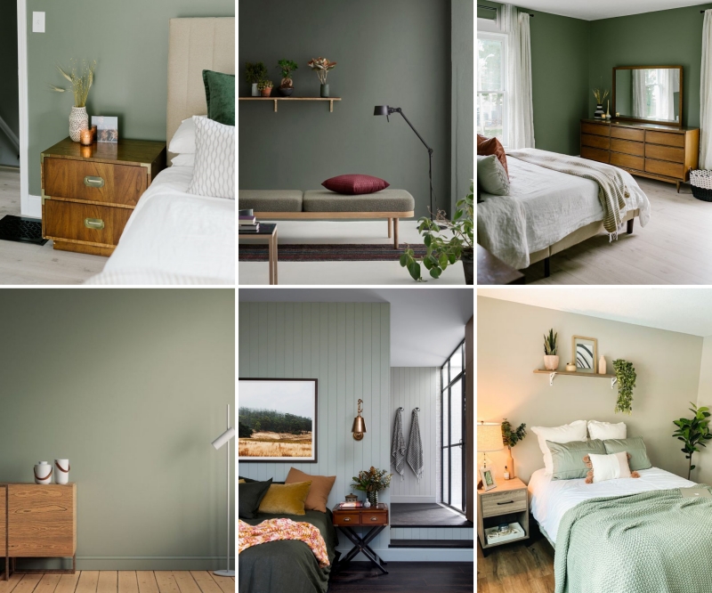 couleur vert sage meubles bois peinture chambre tendance