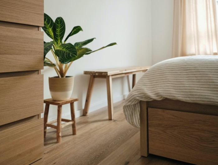 design intérieur tendances déco matériaux naturels mobilier en bois chambre
