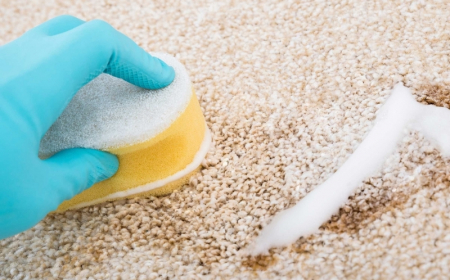 éponge gants nettoyage au bicarbonate de soude tapis taches tenaces