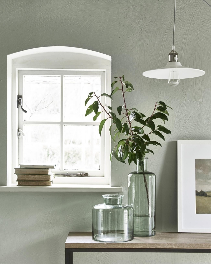 lampe suspendue vert de gris couleur déco accessoires vase