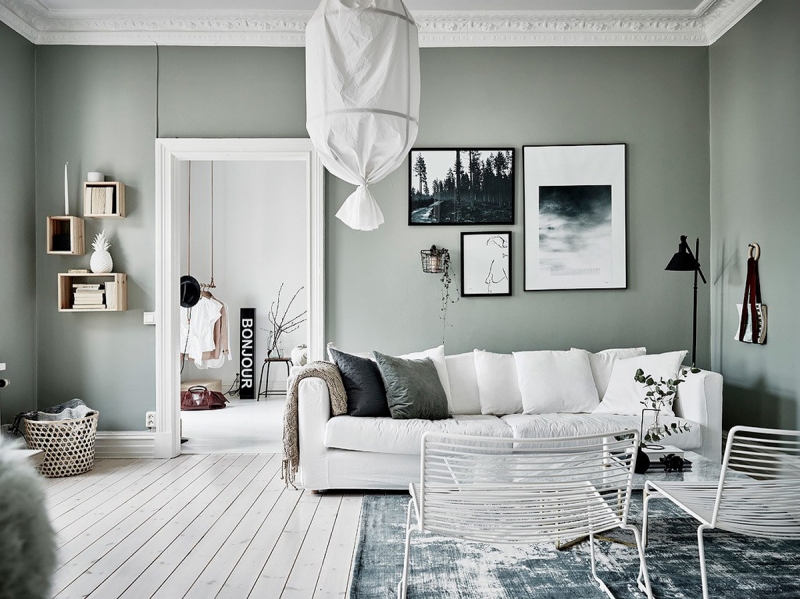 plafond blanc canapé quelle couleur va avec le vert salon