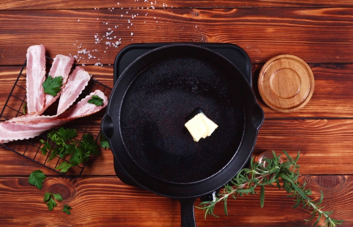 poele beurre tranches de bacon recette meatloaf américain