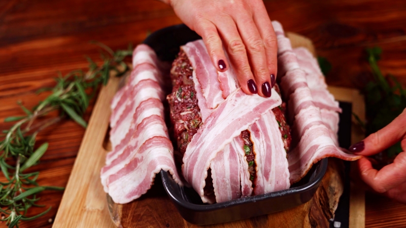 recette pain de viande comment enrouler bacon autour farce