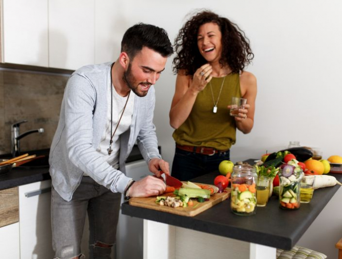 preparing food at the kitchen