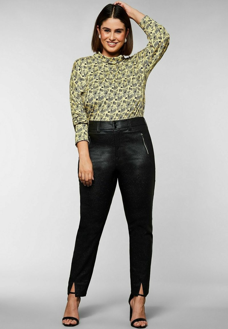 modern plus size women's clothing black pants olive top