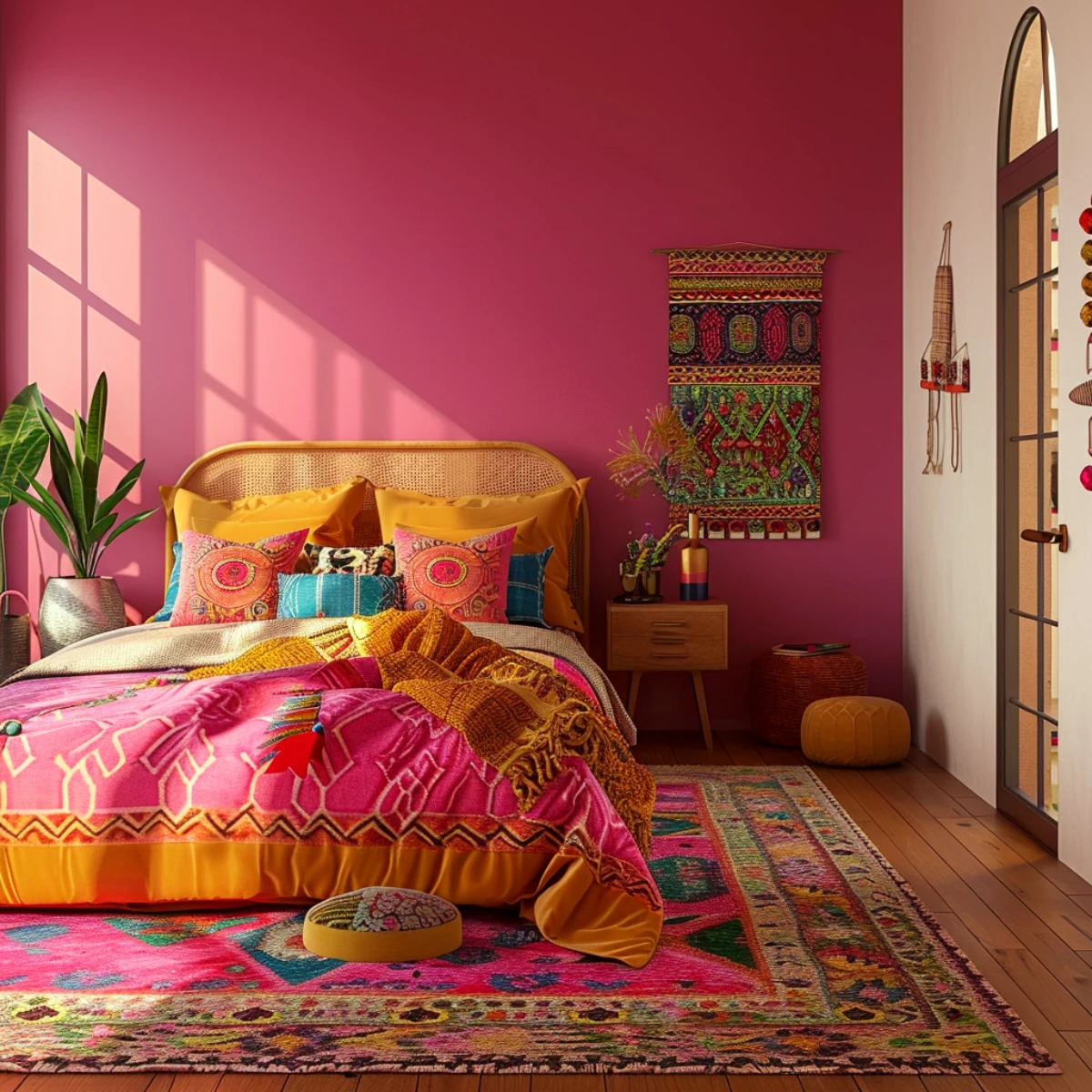 choisir couleur peinture chambre a coucher rose style boheme