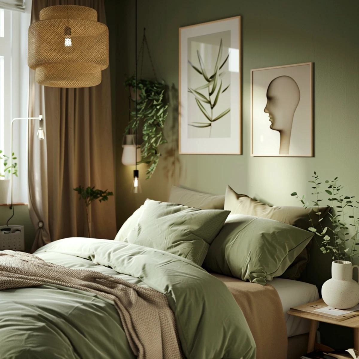couleur de peinture chambre a coucher zen vert