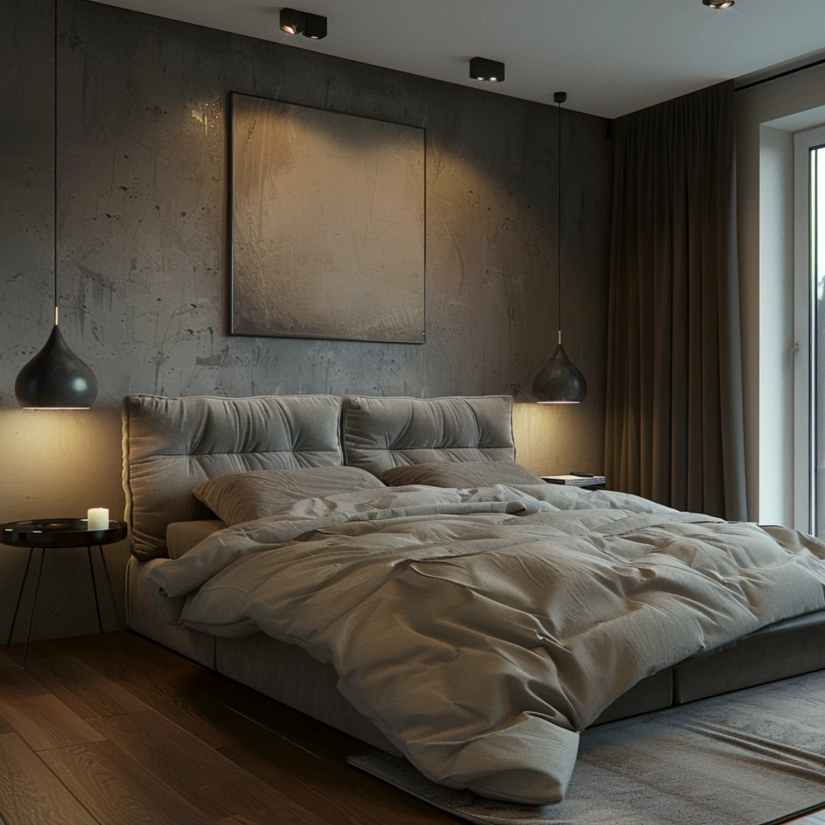 couleur gris et taupe pour la chambre a coucher style minimaliste