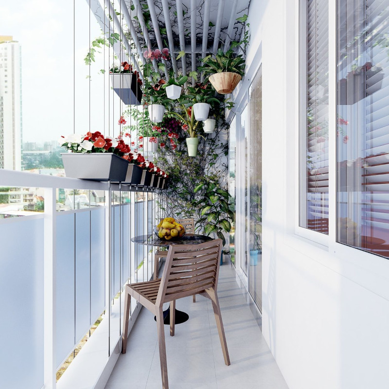 deco balcon etroit ensemble bistro pour terrasse plantes d exterieur