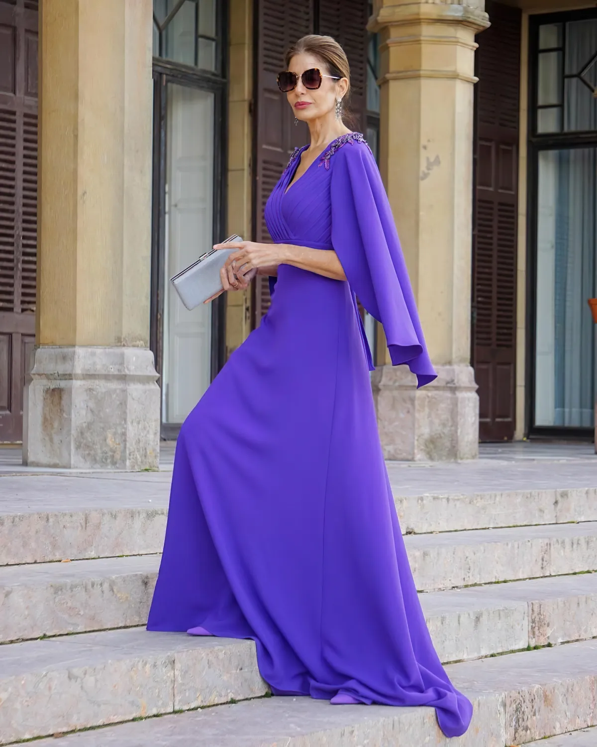 robe longue en violet tenue pour mariage