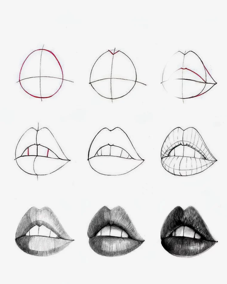 tutoriel comment faire du dessin visage levres forme geometrique