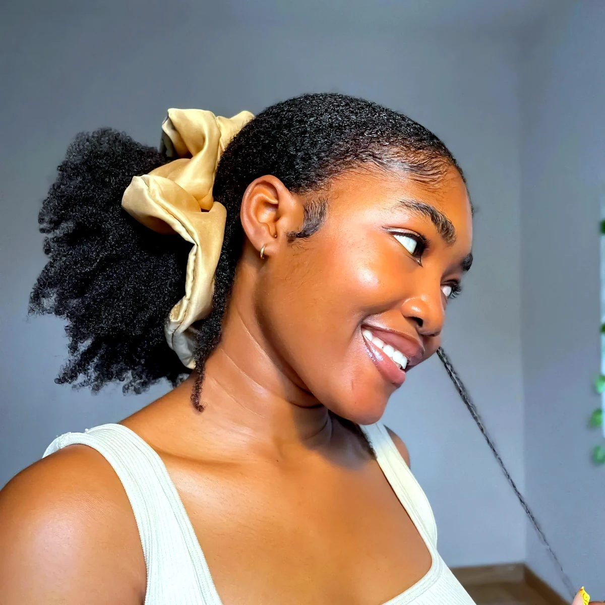 cheveux attaches coiffure boucles femme afro