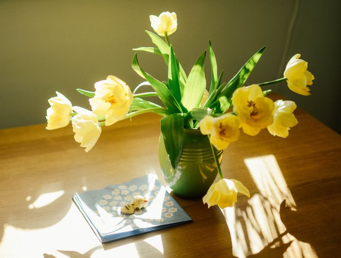 comment conserver un bouquet de roses vase de tulipes jaunes