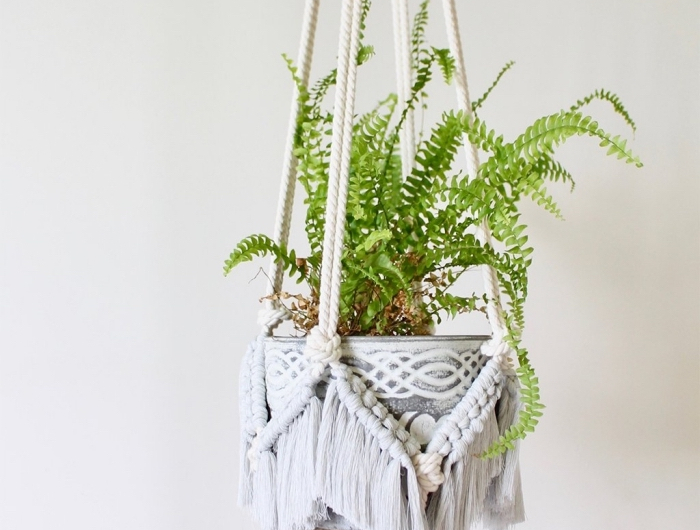 corde noeuds tassels projet créatif décoration style bohème chic activité manuelle maternelle suspension plante noeuds macramé technique