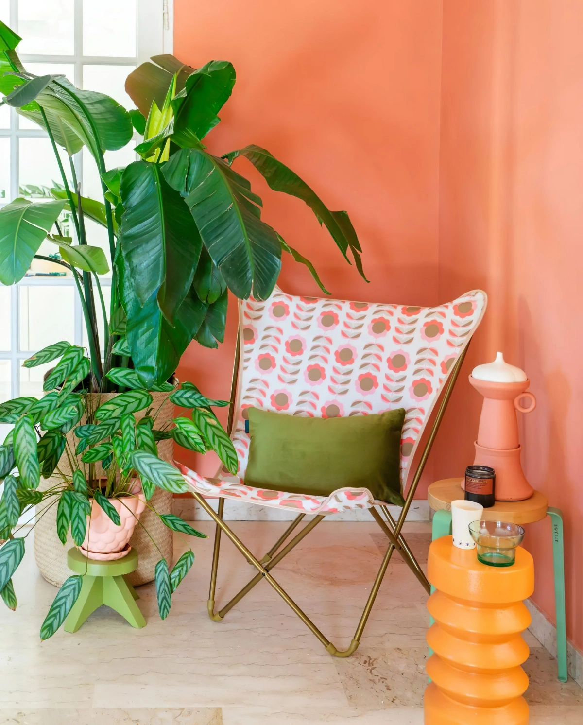 decoration chambre nature zen plante verte panier fibre vegetale chaise