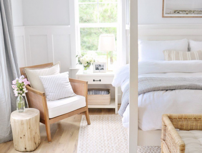 tendance couleur de chambre neitre beige blanc meubles en bois