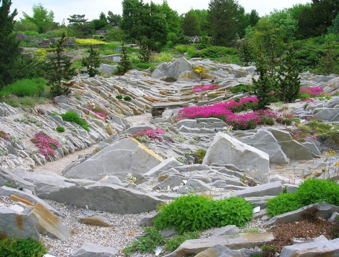 comment décorer un jardin avec des pierres riviere de pierres et de fleurs