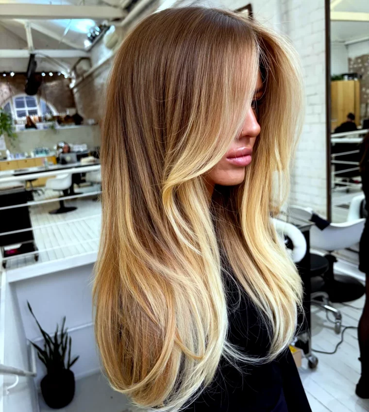 balayage blonde femme cheveux longs