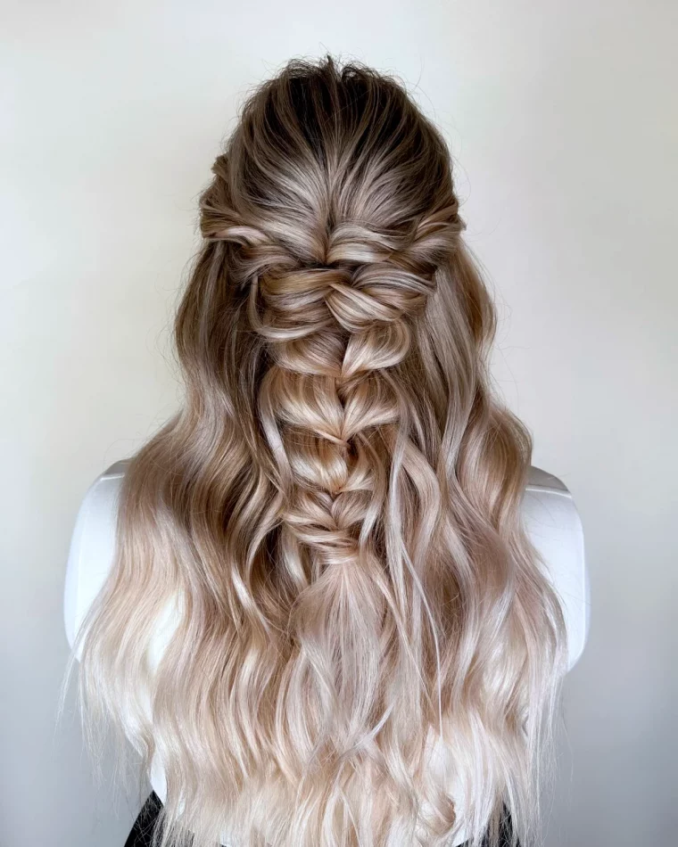 coiffure mariage cheveux long lache tresse