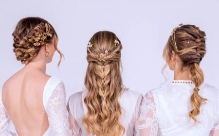 coiffure mariage tendance 2024 trois femmes robes blanches