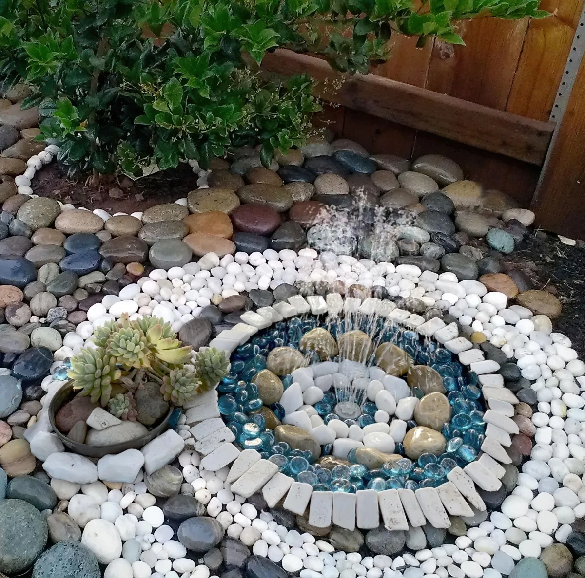 comment creer une fontaine avec des galets dans le jardin