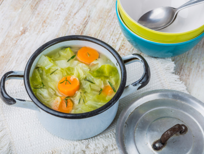 cabbage soup in a pot