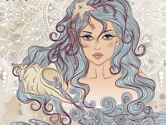 astrological sign of aquarius as a portrait of beautiful girl