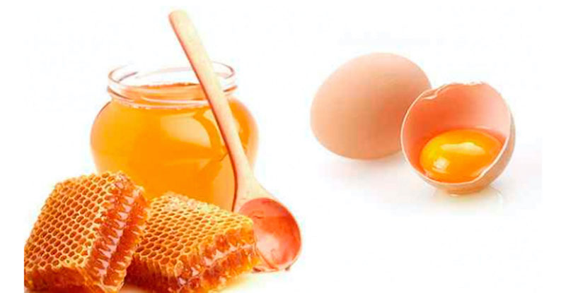 How to grow hair faster naturally an egg yolk with a peel and a bowl of honey