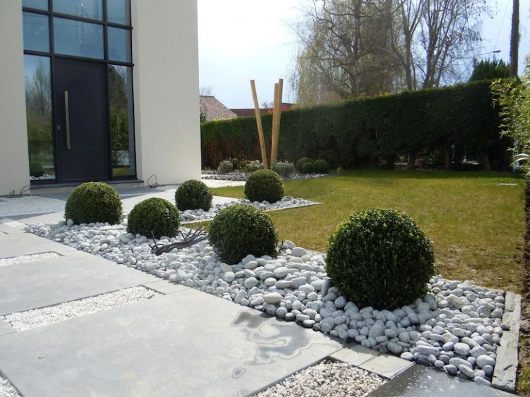 Parterre De Fleurs Avec Cailloux Blanc