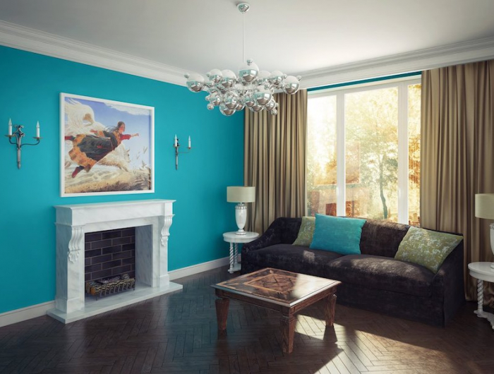 quelle couleur pour mon salon mur accent turquois